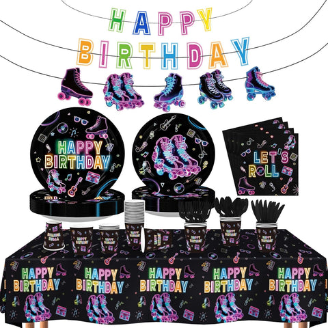 171Pcs Roller Skating Party Decorations Serves 24 image 1