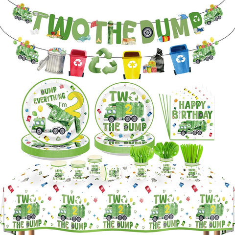 171Pcs Trash Truck 2nd Birthday Party Decorations Serves 24 image 1