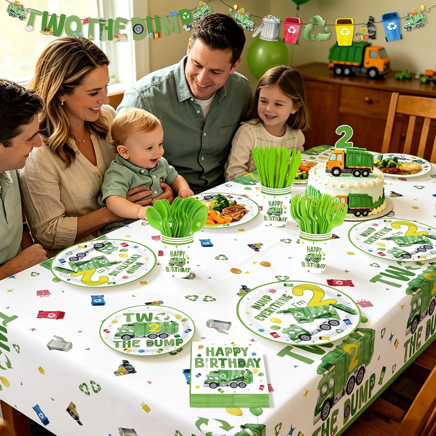 171Pcs Trash Truck 2nd Birthday Party Decorations Serves 24 image 4