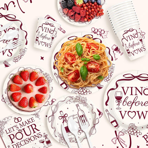 171Pcs Vino Before Vows Bachelorette Decorations Tableware Serves 24 image 4