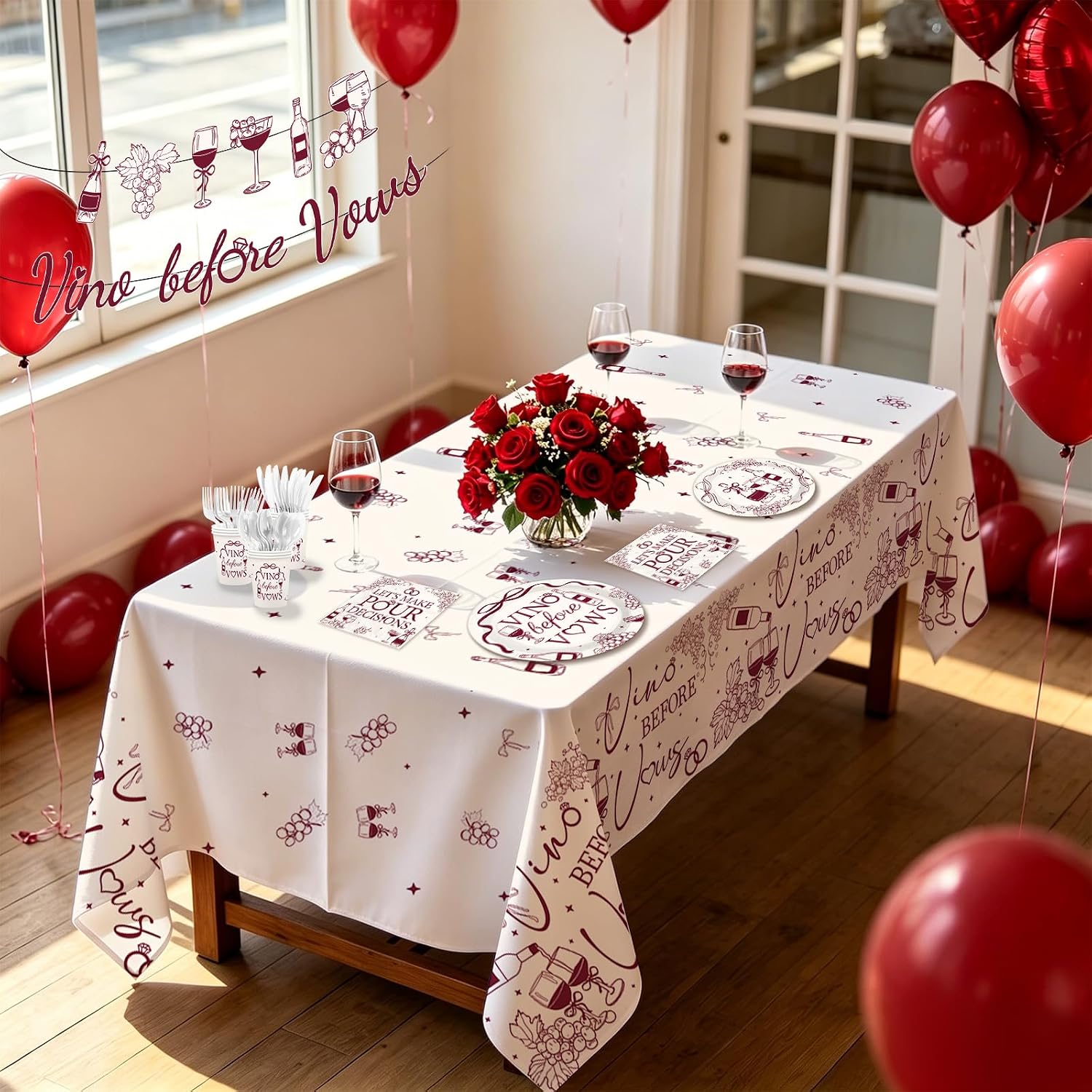 171Pcs Vino Before Vows Bachelorette Decorations Tableware Serves 24 image 5