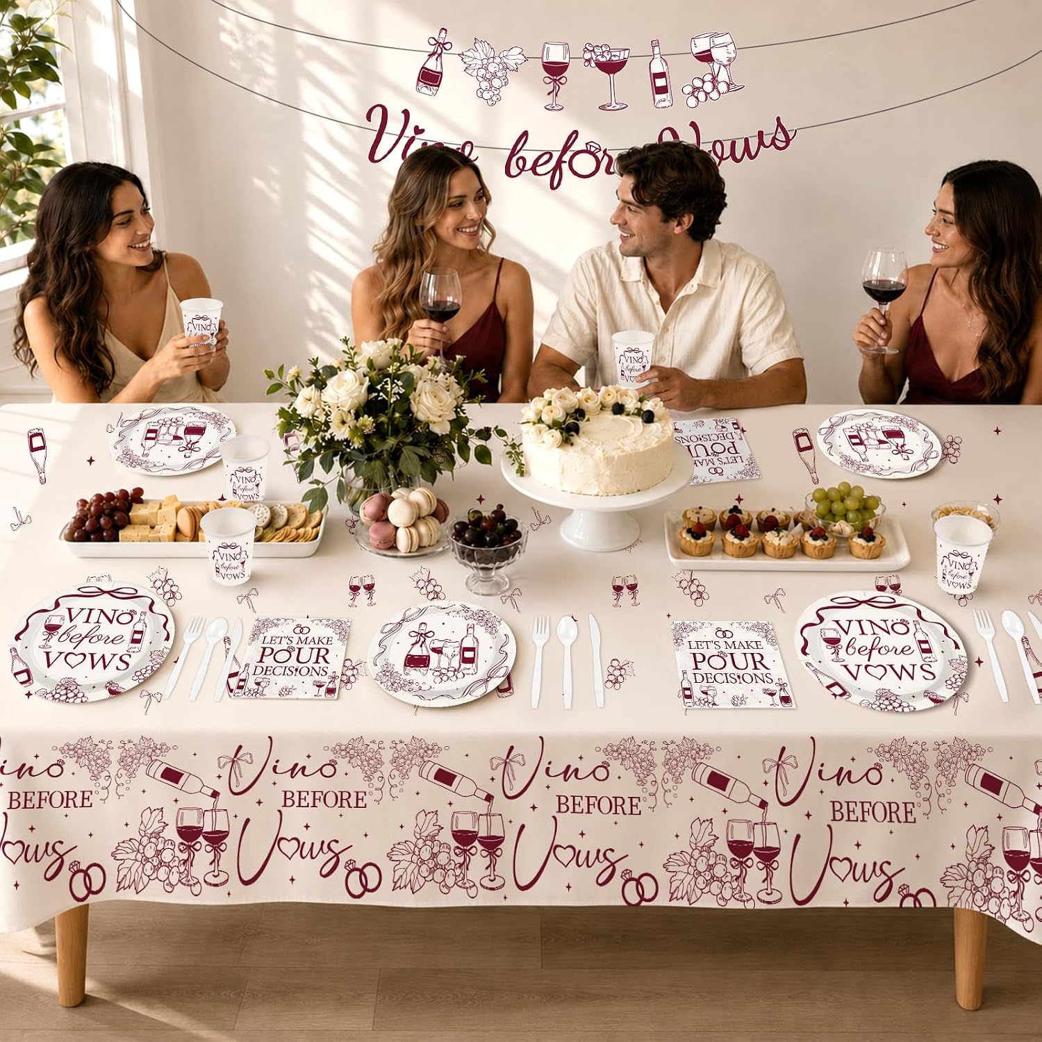 171Pcs Vino Before Vows Bachelorette Decorations Tableware Serves 24 image 6