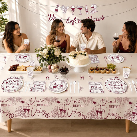 171Pcs Vino Before Vows Bachelorette Decorations Tableware Serves 24 image 6