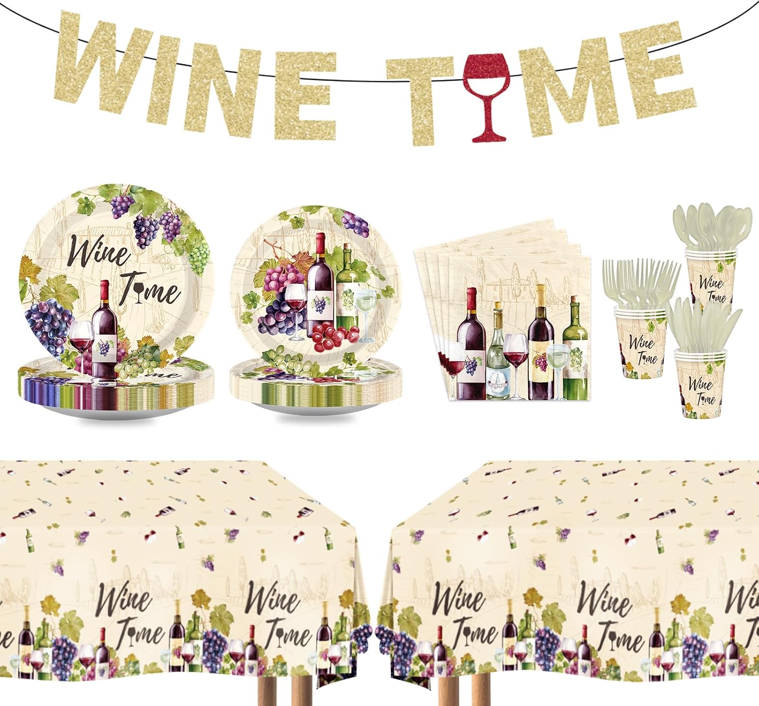 171Pcs Wine Tasting Party Decorations Tableware Serves 24 image 1