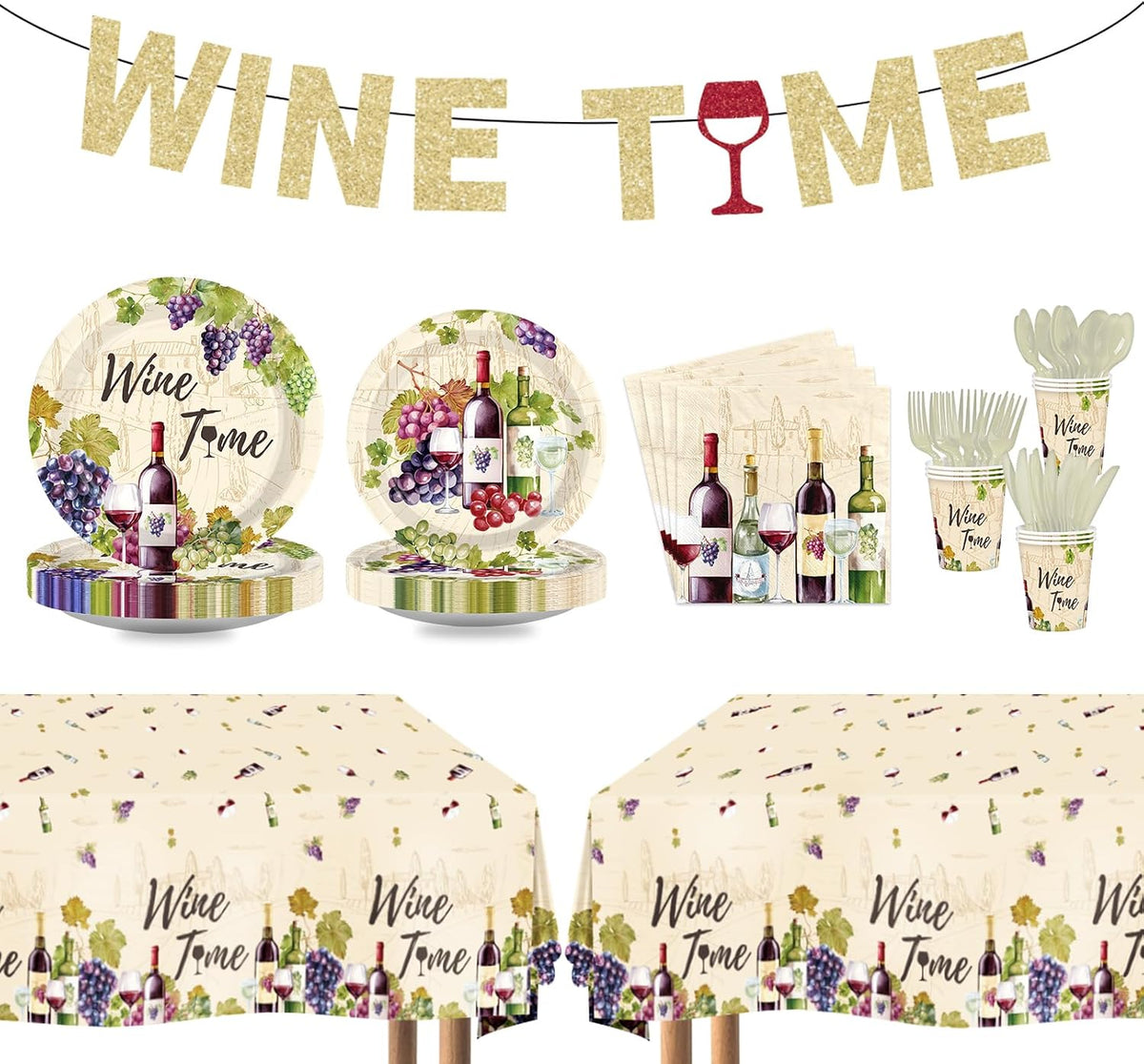 171Pcs Wine Tasting Party Decorations Tableware Serves 24 image 1