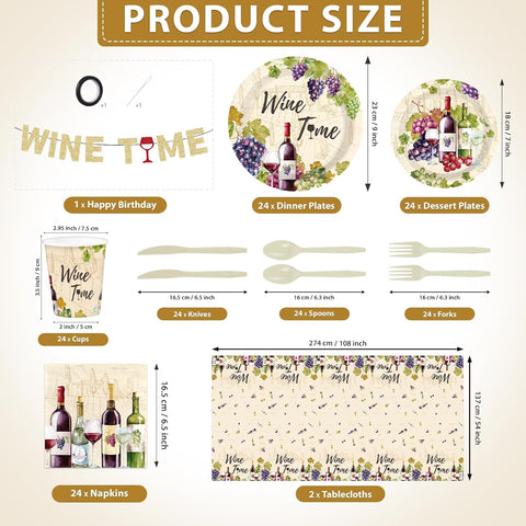 171Pcs Wine Tasting Party Decorations Tableware Serves 24 image 2