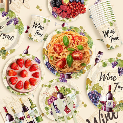 171Pcs Wine Tasting Party Decorations Tableware Serves 24 image 4