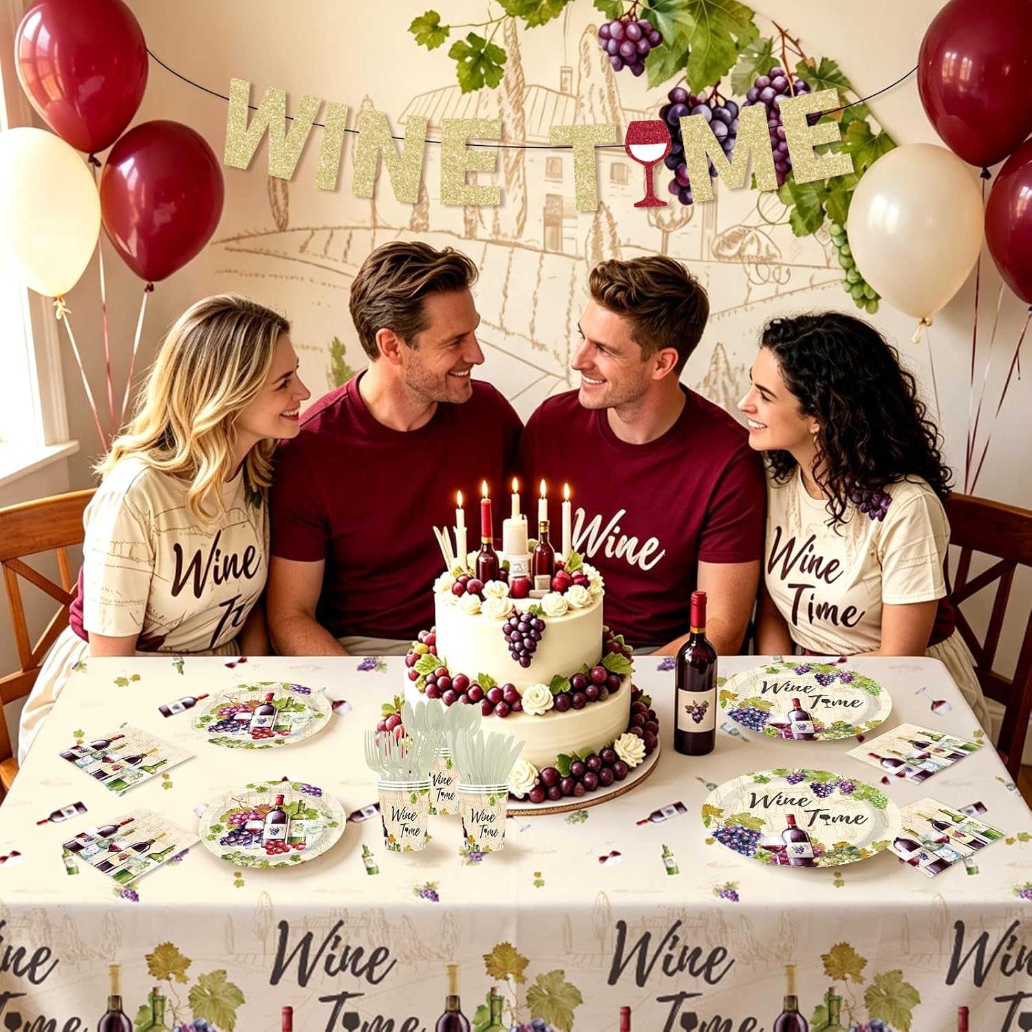 171Pcs Wine Tasting Party Decorations Tableware Serves 24 image 5