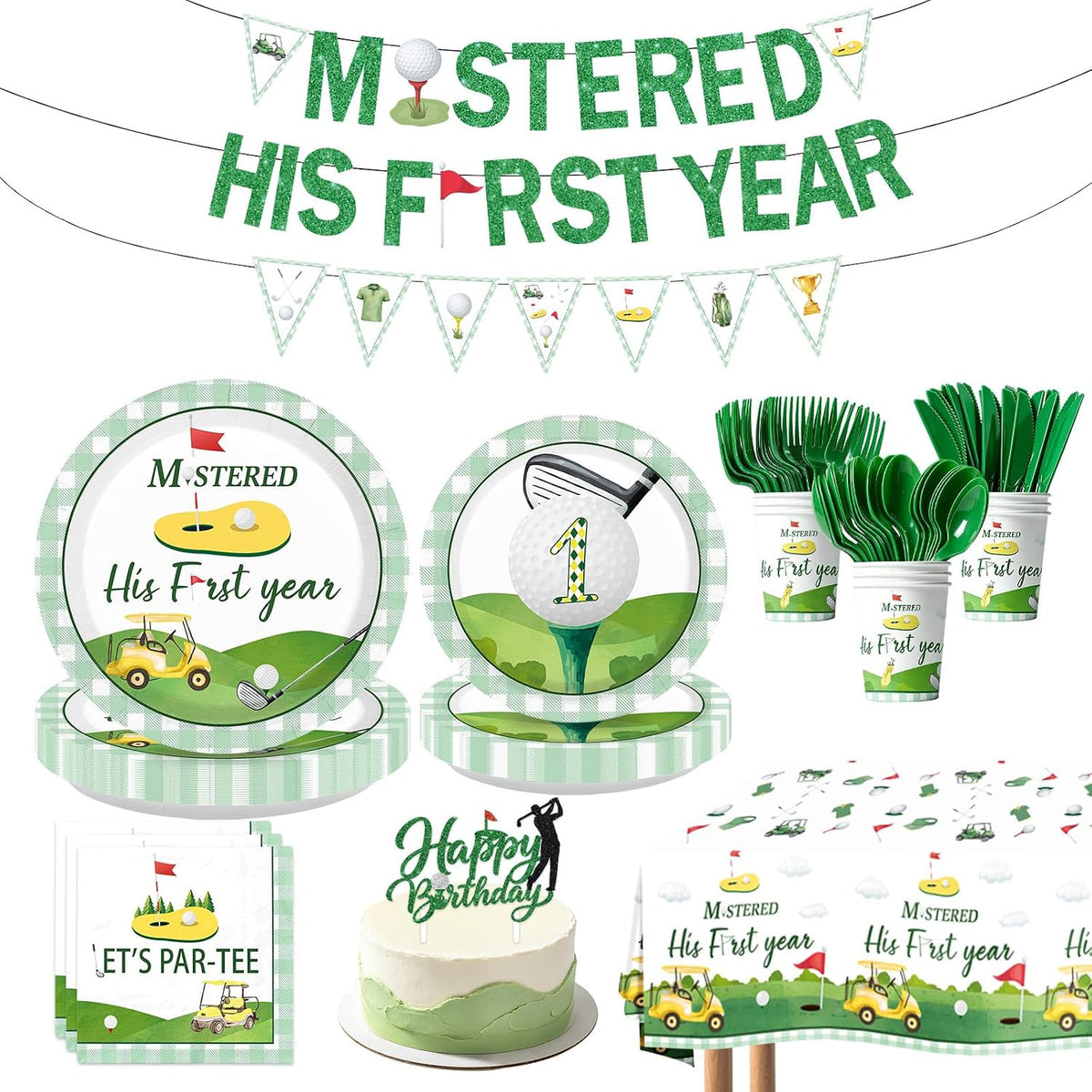172Pcs Golf 1st Birthday Party Decorations Serves 24 image 1