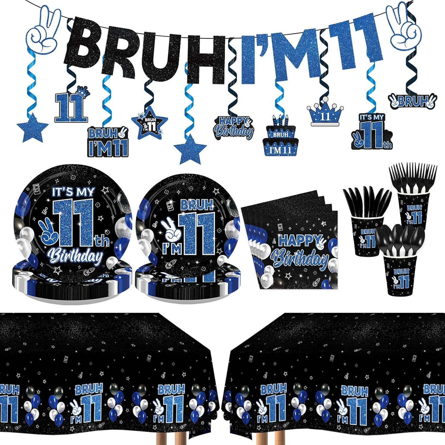 181 Pcs Bruh 11th Birthday Party Decorations Serves 24 - Grencian