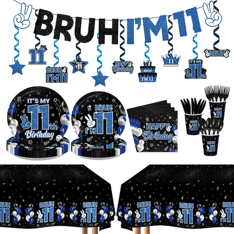 181 Pcs Bruh 11th Birthday Party Decorations Serves 24 - Grencian