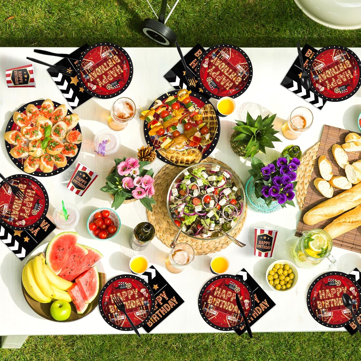 192Pcs Movie Night Birthday Party Decorations Tableware Serves 24 - Grencian