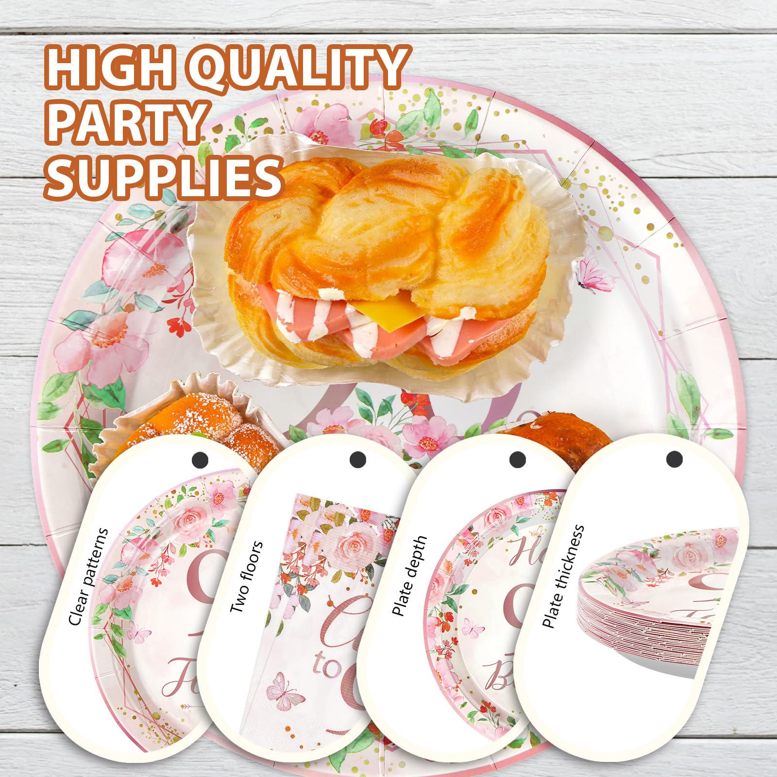 200 Pcs 90th Birthday Party Plates and Napkins - Grencian