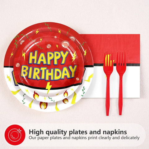 200 Pcs Anime Birthday Party Plates and Napkins - Grencian
