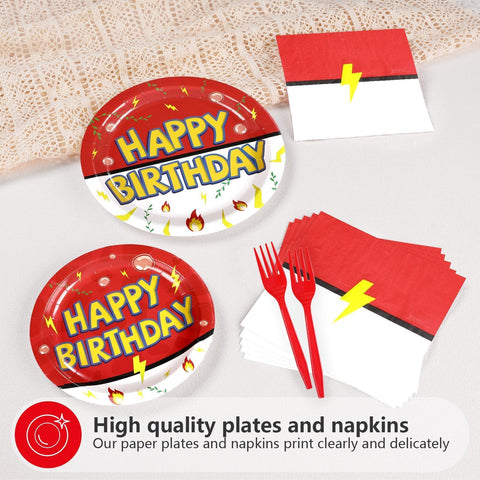 200 Pcs Anime Birthday Party Plates and Napkins - Grencian