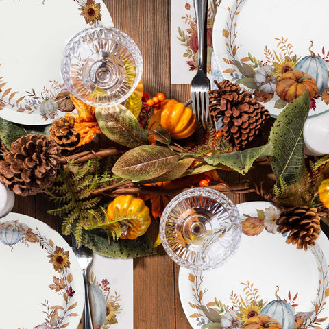 200 Pcs Autumn Pumpkin Party Plates and Napkins - Grencian