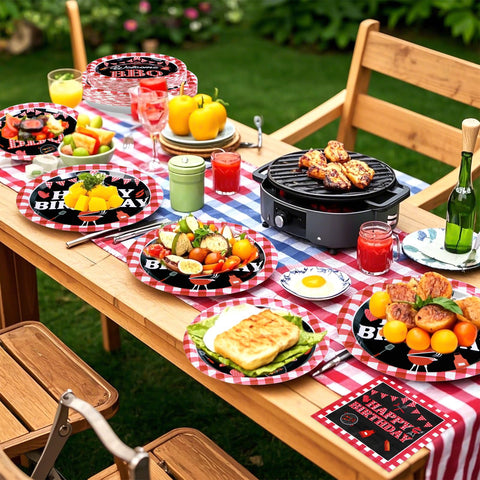 200 Pcs BBQ Birthday Party Plates and Napkins - Grencian