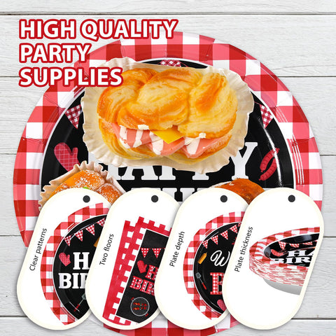 200 Pcs BBQ Birthday Party Plates and Napkins - Grencian