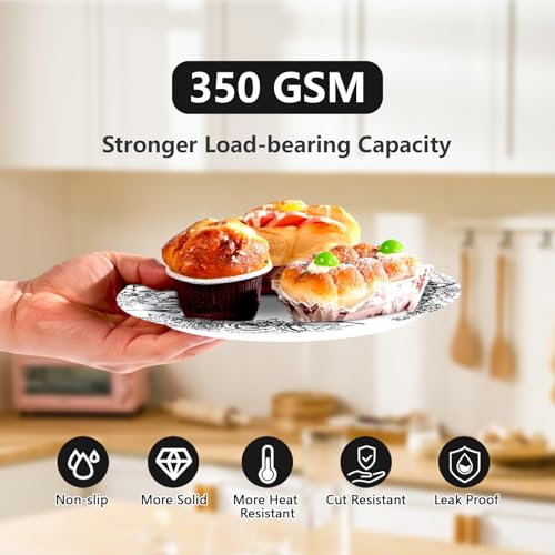 200 Pcs Black Floral Party Plates and Napkins - Grencian