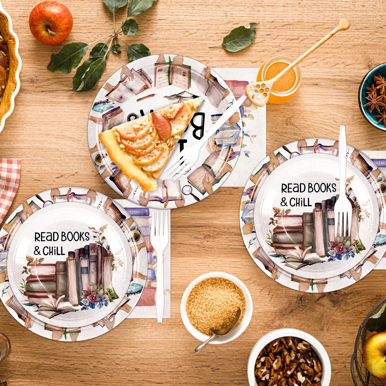 200 Pcs Book Themed Party Plates and Napkins - Grencian