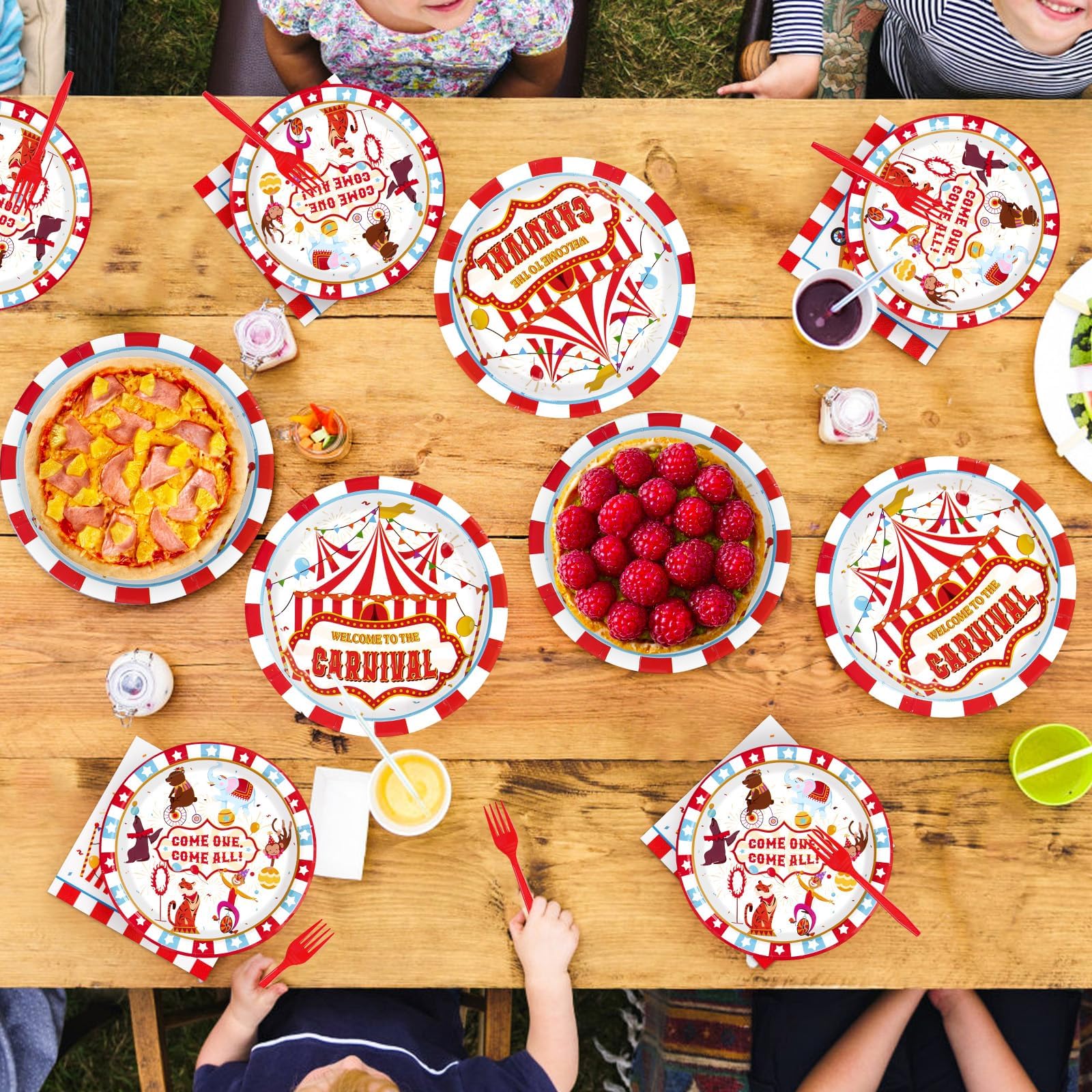 200 Pcs Carnival Party Plates and Napkins - Grencian