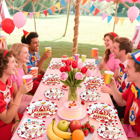 200 Pcs Carnival Party Plates and Napkins - Grencian