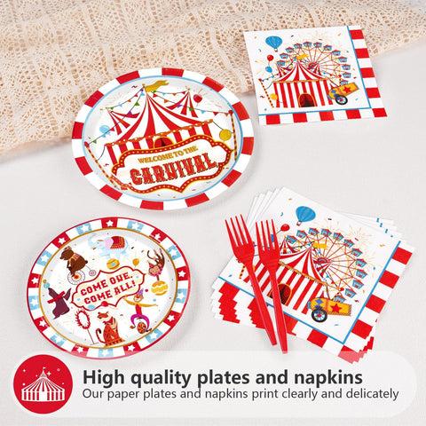200 Pcs Carnival Party Plates and Napkins - Grencian
