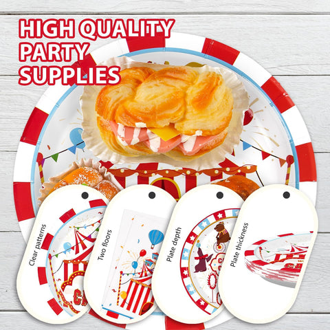 200 Pcs Carnival Party Plates and Napkins - Grencian