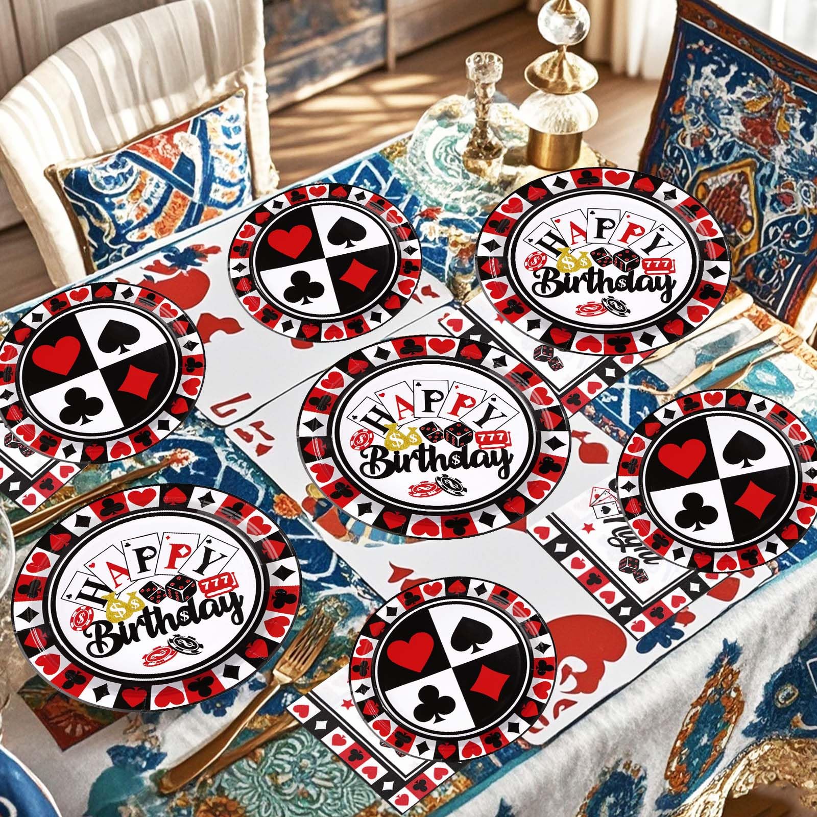 200 Pcs Casino Party Plates and Napkins - Grencian