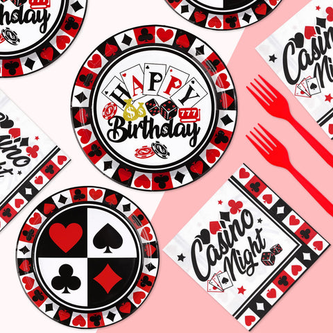 200 Pcs Casino Party Plates and Napkins - Grencian