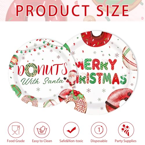 200 Pcs Christmas Donuts Party Plates and Napkins - Grencian