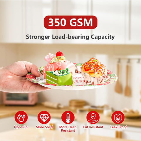 200 Pcs Christmas Poinsettias Party Plates and Napkins - Grencian