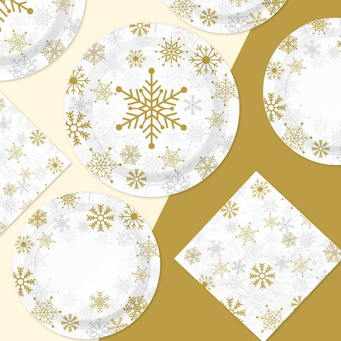 200 Pcs Christmas Snowflake Party Plates and Napkins - Grencian