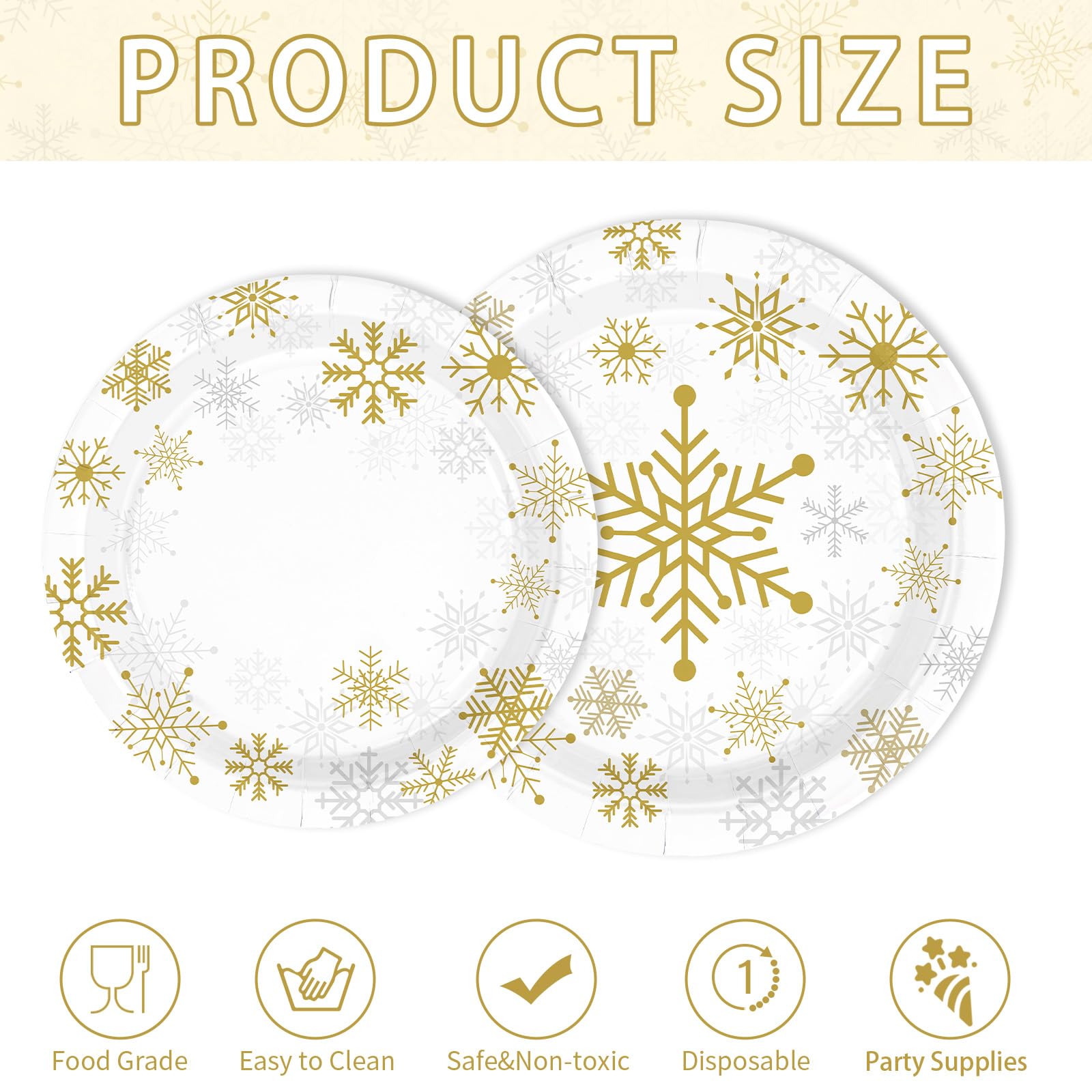 200 Pcs Christmas Snowflake Party Plates and Napkins - Grencian