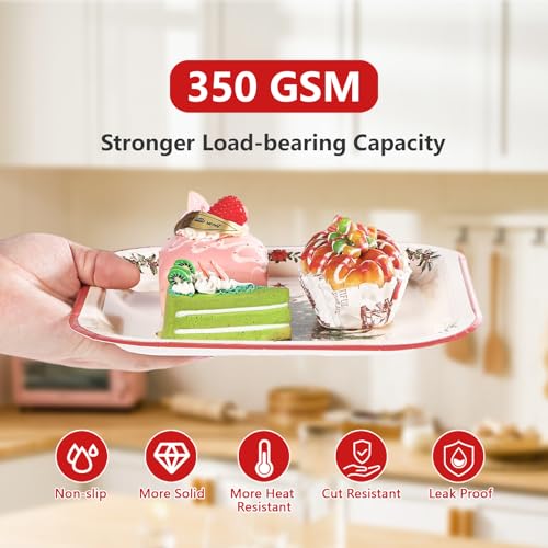 200 Pcs Christmas Tree Red Border Party Plates and Napkins - Grencian