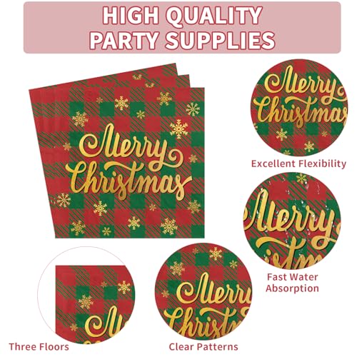 200 Pcs Christmas Truck Party Plates and Napkins - Grencian