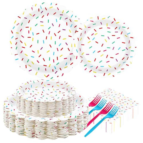 200 Pcs Confetti Sprinkles Party Plates and Napkins - Grencian