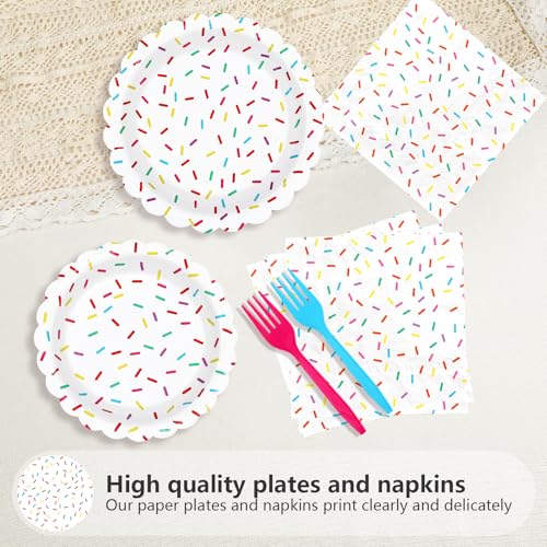 200 Pcs Confetti Sprinkles Party Plates and Napkins - Grencian