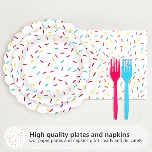 200 Pcs Confetti Sprinkles Party Plates and Napkins - Grencian