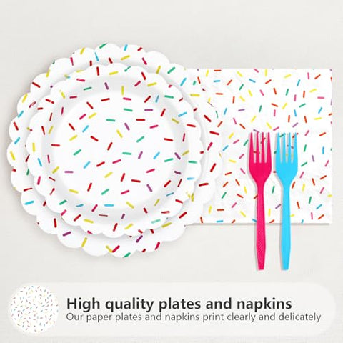 200 Pcs Confetti Sprinkles Party Plates and Napkins - Grencian