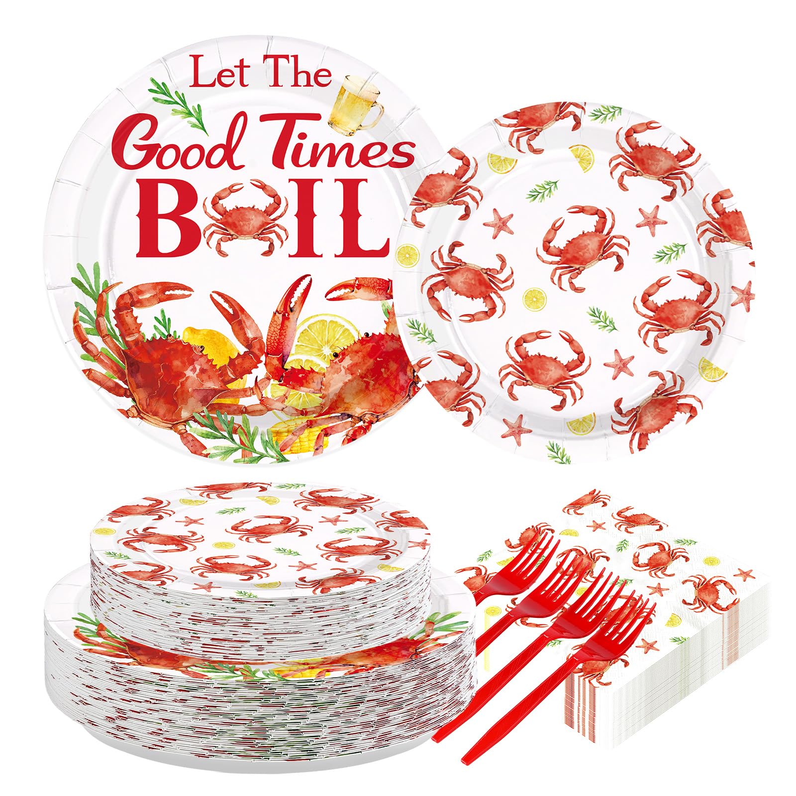 200 Pcs Crab Boil Party Plates and Napkins - Grencian