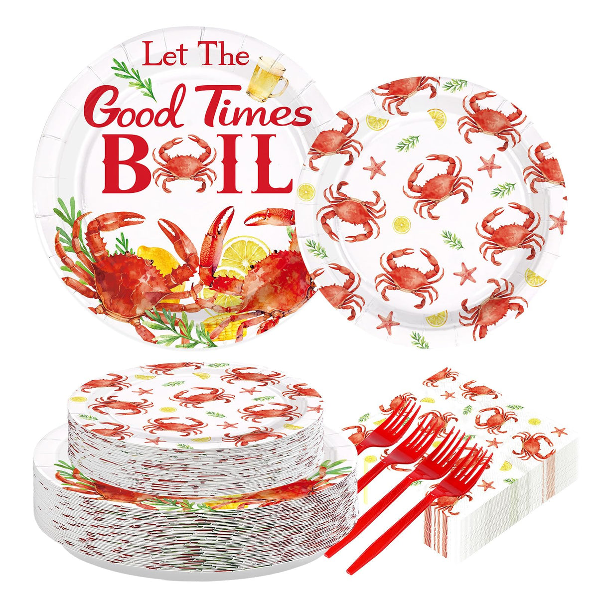 200 Pcs Crab Boil Party Plates and Napkins - Grencian