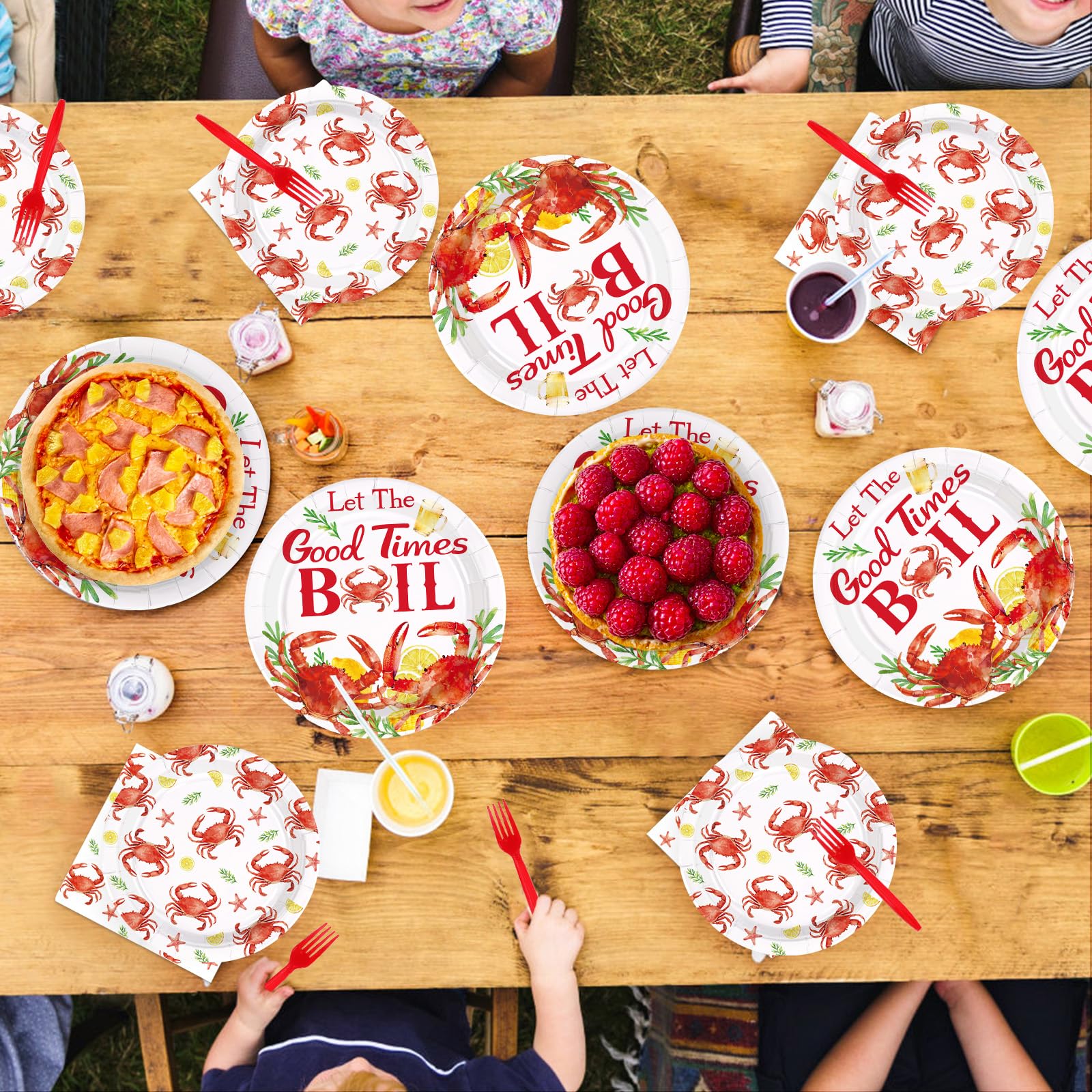 200 Pcs Crab Boil Party Plates and Napkins - Grencian