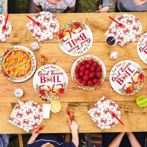 200 Pcs Crab Boil Party Plates and Napkins - Grencian