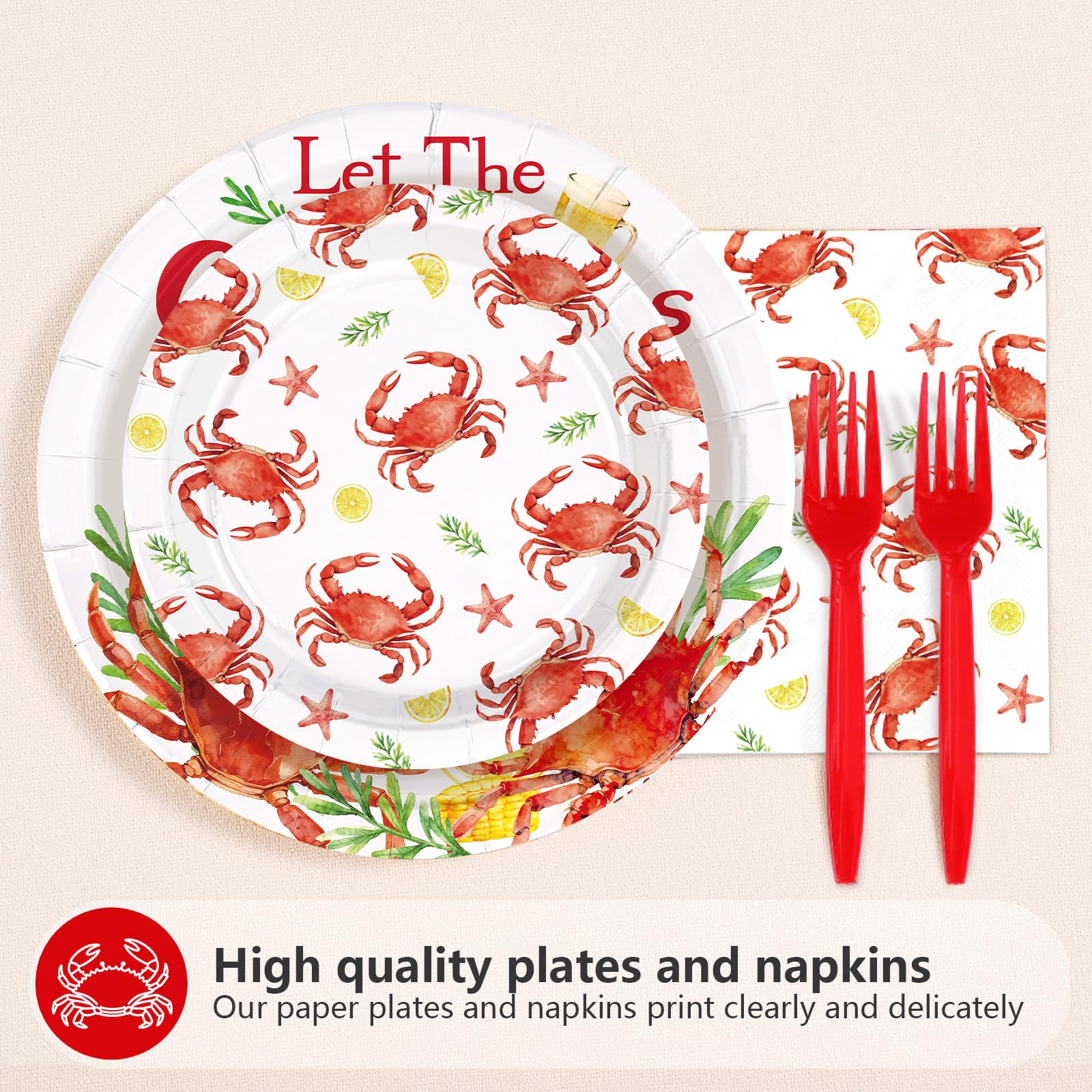 200 Pcs Crab Boil Party Plates and Napkins - Grencian