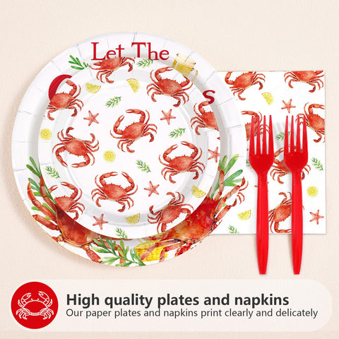 200 Pcs Crab Boil Party Plates and Napkins - Grencian