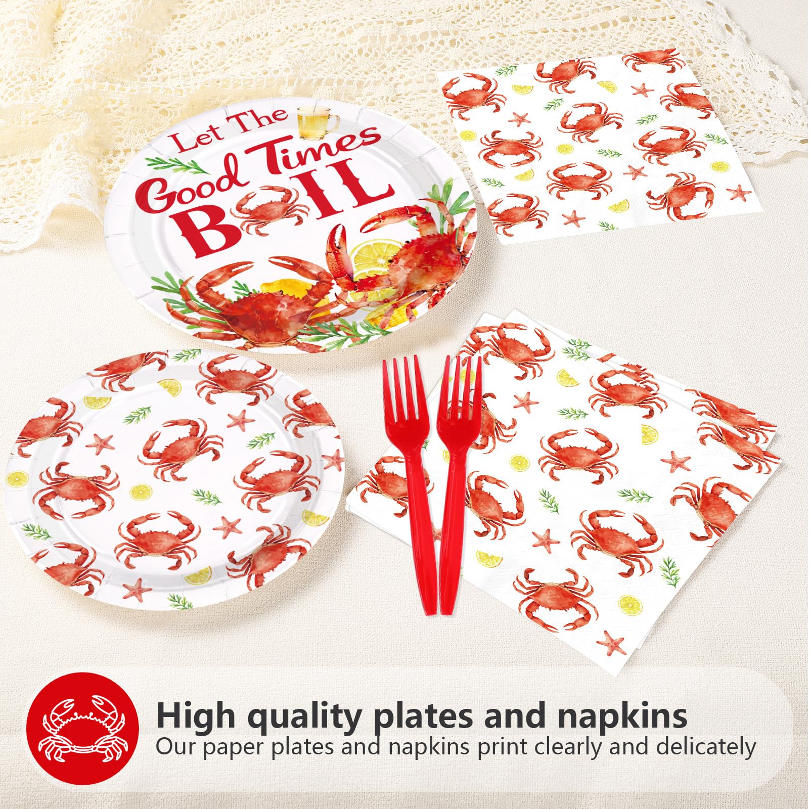 200 Pcs Crab Boil Party Plates and Napkins - Grencian