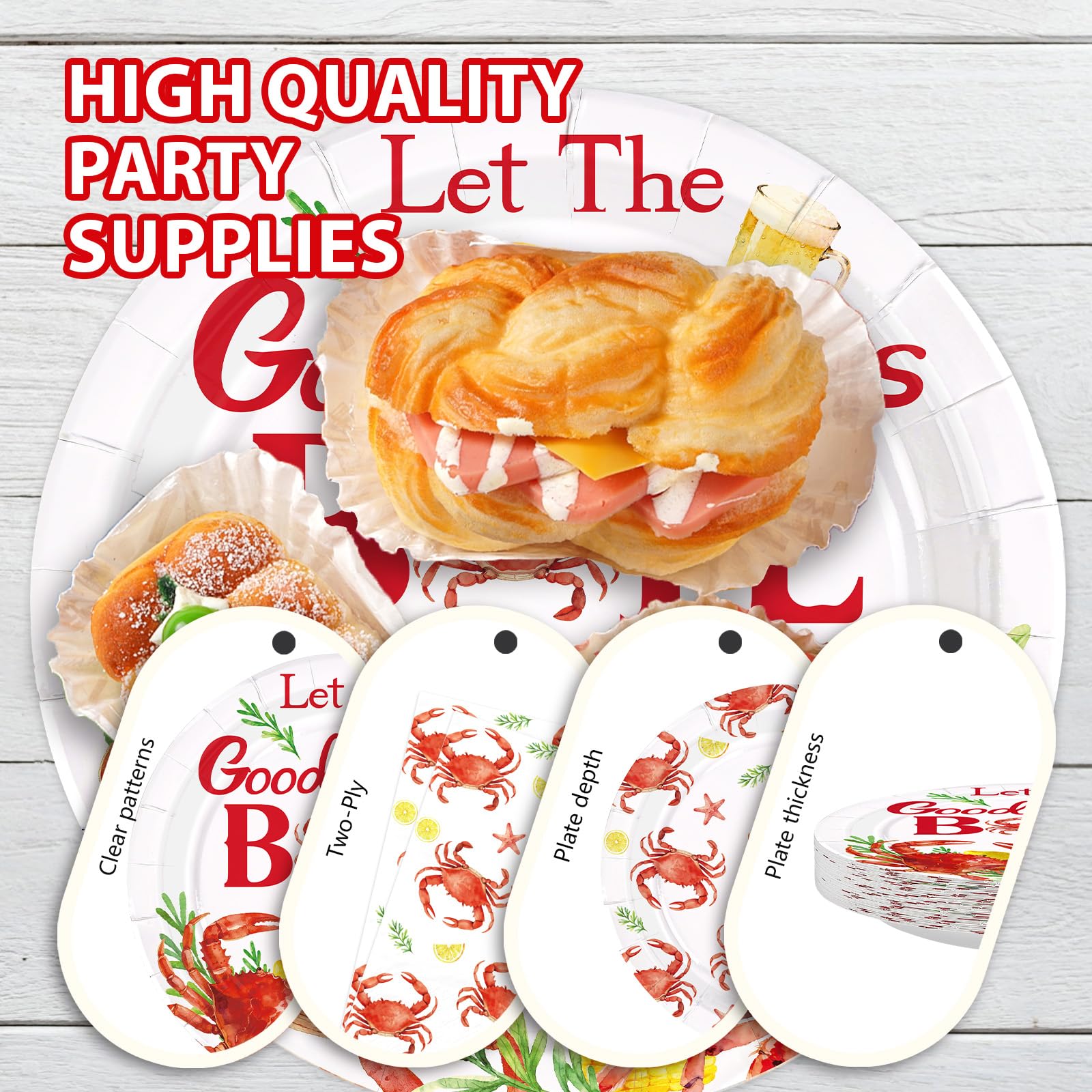 200 Pcs Crab Boil Party Plates and Napkins - Grencian
