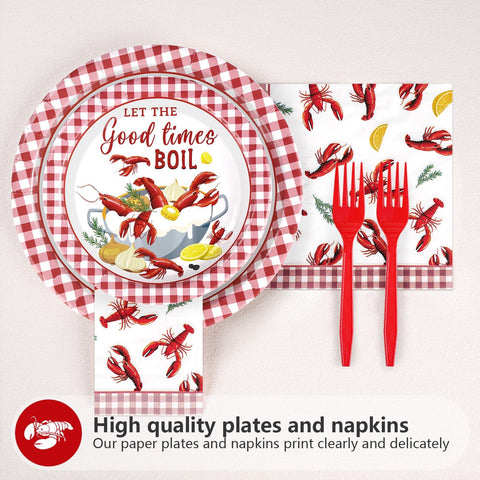 200 Pcs Crawfish Boil Party Plates and Napkins - Grencian