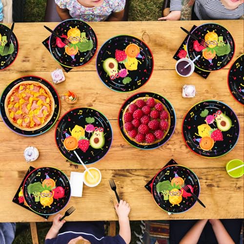 200 Pcs Dancing Fruit Party Plates and Napkins - Grencian